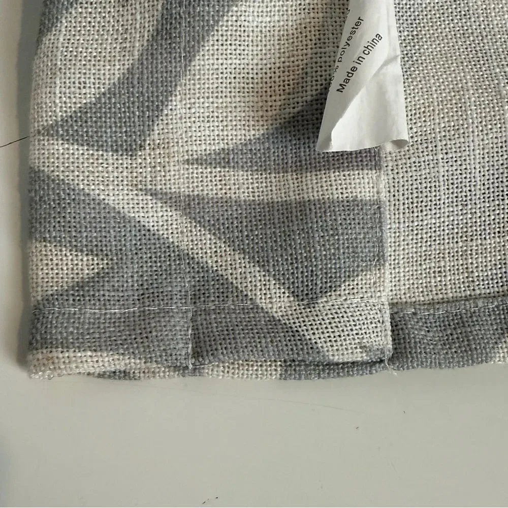 Grey White Modern Floral Linen Look Valance Curtain 60x17”